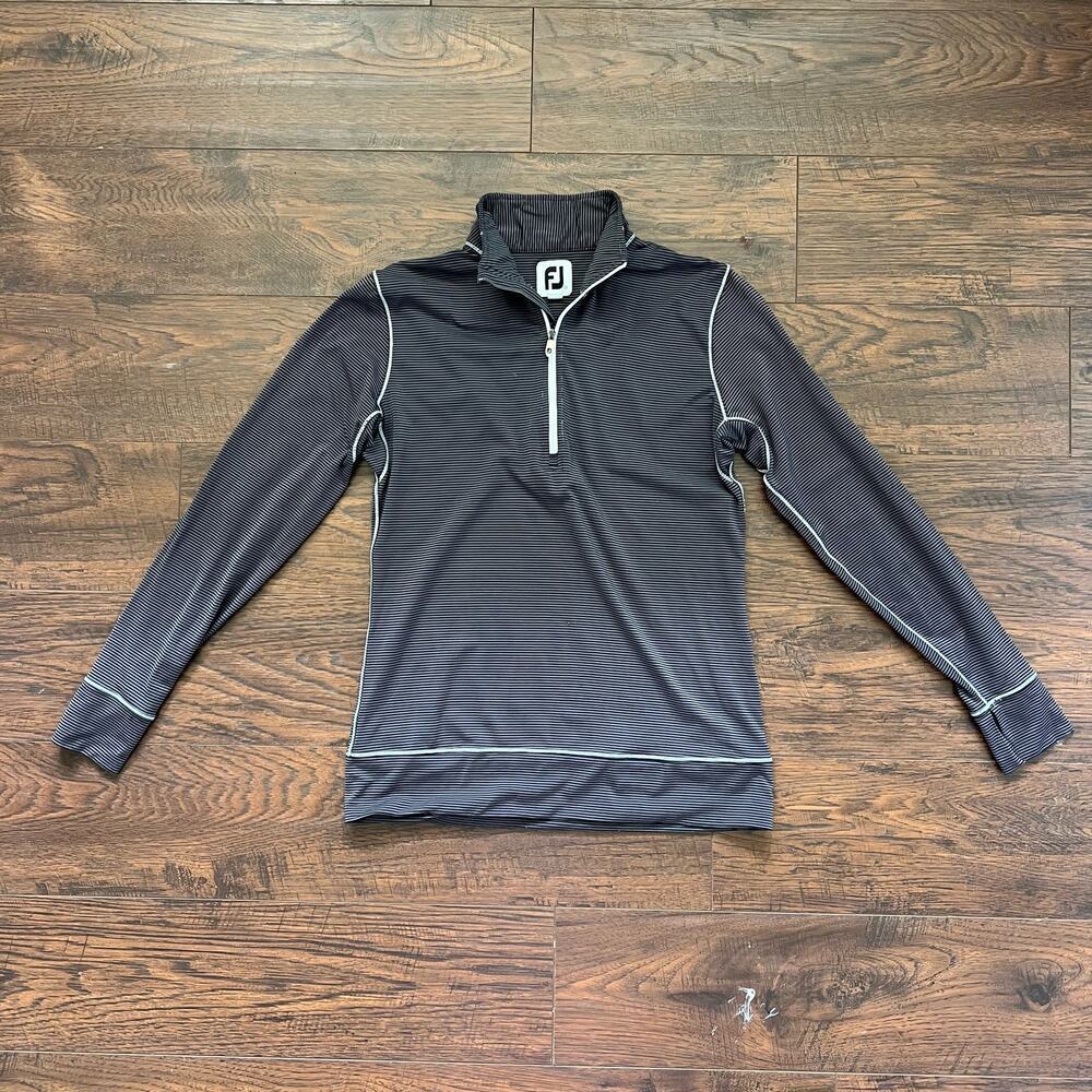 Foot Joy Striped Grey Golf Pullover Quarter Zip Womens Size XS